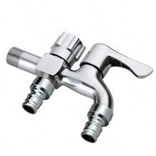 Stainless Steel Dual-Function Faucet For Washing Machines - 1in, 2 Out Design With Brushed Finish, Easy Install Wall Mount Bathroom Bathroom Accessories Bathroom Tools