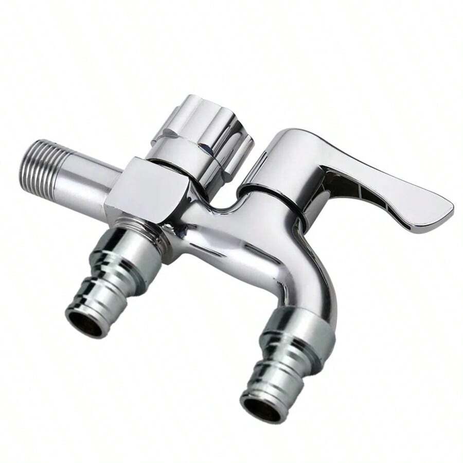 Stainless Steel Dual-Function Faucet For Washing Machines - 1in, 2 Out Design With Brushed Finish, Easy Install Wall Mount Bathroom Bathroom Accessories Bathroom Tools