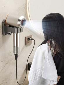 多功能免钻孔吹风机支架，壁挂式吹风机架，适用于浴室收纳整理，浴室配件，厨房收纳架，非常适合整理剃须刀、珠宝和钥匙，家居浴室装饰挂钩浴室配件 - 彩色 - 查看 3