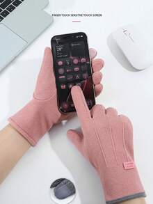1pair Winter Warm Velvet Fleece Gloves - Fleece-Lined Touchscreen Gloves, Stylish Pink Design, Cold Weather Warmth, Universal Fit For Daily & Outdoor Use - Hồng - Xem 9