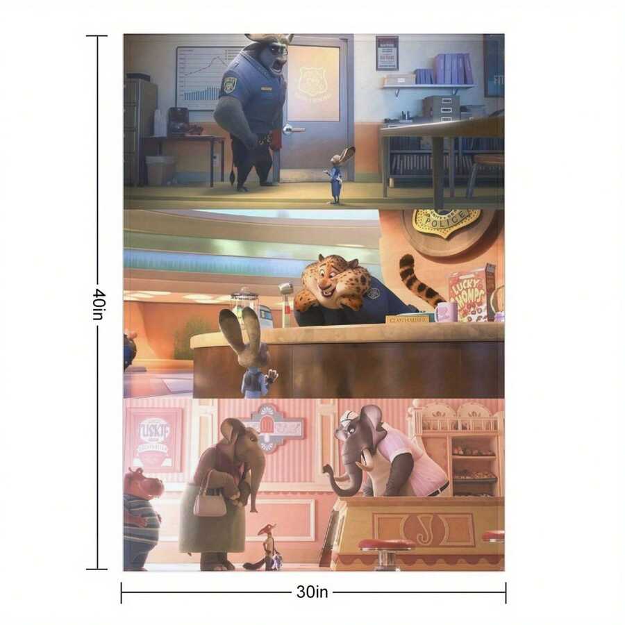 1 Piece Disney &Lt; Zootopia &Gt;   Judy Hopps And Nick Wilde Blanket - Coffee Shop Scene Soft Flannel Throw Blanket, 280GSM Heavyweight All-Season Bed Sofa Camping Blanket, Machine Washable Gift, Modern Style Durable Fabric Home Decor - 風格 - 查看 1