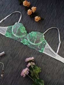 weiweihu Ladies Embroidered Mesh Sexy Underwear 2-Piece Set,Christmas Lingerie, Lingerie For Women,Lingerie Set,Lenceria Mujer,Lencería,Red Lingerie,Sexy Christmas,Lingerie For Women Christmas,Bridal Lingerie,Holiday Lingerie,Lingerie For Women>Burgundy,Christmas Lingerie>Holiday,Mujer Conjuntos,Lingerie For Women>Gown,Lingerie For Women>Green - Màu xanh Bạc hà - Xem 3