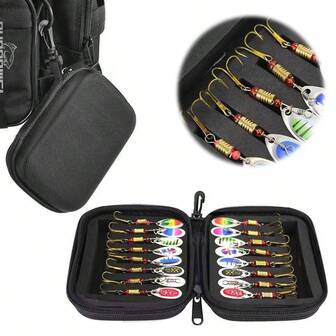1pc Lure Fishing Tackle Hook Storage Box, EVA Tackle Box For Jig Heads, Flies, Lightweight Fishing Gear Bag, Fishing Hook Accessories Pouch, Sequin Lure Bait Fly Hook Storage Box, Portable Lure Sequin Bait Pouch, Fly Hook Storage Box