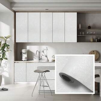 1 Roll Of White Silk Wallpaper, Peeled And Pasted, Self-Adhesive, Removable Embossed Vinyl Film Contact Paper, Suitable For Cabinets, Home Decoration, Texture Shelf Paper, Furniture Renovation, Kitchen Sofa Background, Living Room, Bedroom, Bathroom, House Decoration