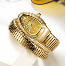 Nuevo reloj de cuarzo de moda casual con forma de serpiente y diamantes para damas, reloj de uso diario y regalo, reloj de serpiente - Multicolor - Ver 3