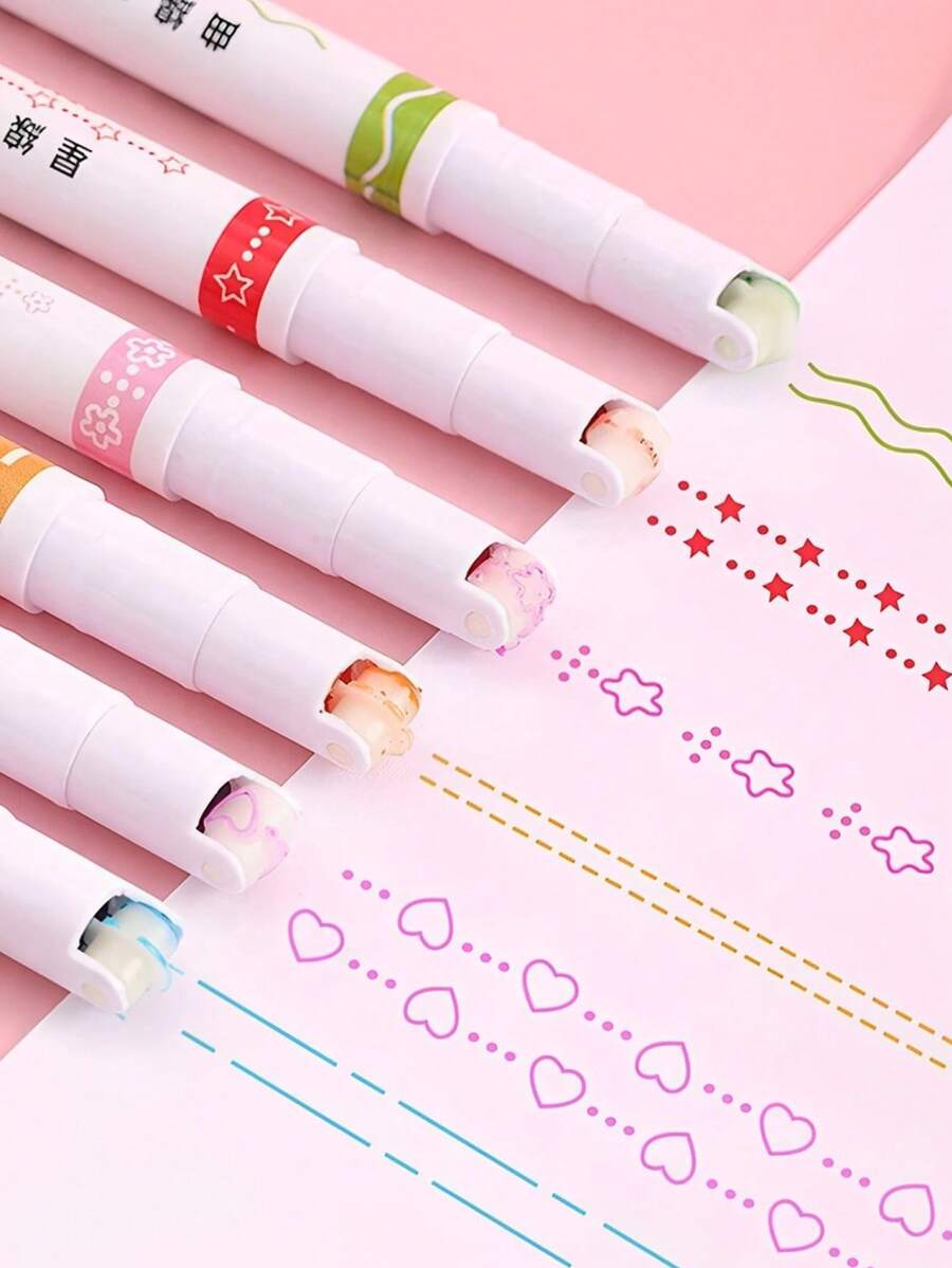 1pc/Set Arch Design Markers, Lace Pens, Wavy Highlighters, DIY Outline Pens, Suitable For Handbook Design, Note-Taking, Painting And Professional Marking. Applicable For Office, School, Personal Planner, Creative Workshop And Art Projects. Versatile Writing Tools Suitable For Educators, Students And Professionals. - Multicolor - View 1