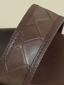 Women's Thick Sole Strap Buckle Sandals, Bohemian Style, Retro Random Print, Open Toe, Comfortable, Wedge Heel, Breathable, Elegant, Suitable For Beach, Spring/Autumn, Coffee Brown, Asymmetrical Embossed, Large Size 41-43 - Coffee Brown - View 8