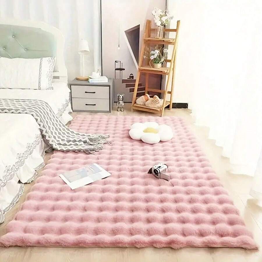 1件柔软蓬松纯色仿兔毛地毯,毛绒舒适,简约优雅,适用于沙发垫、椅子座垫、卧室床头柜、客厅和卧室家居装饰,是冬季客厅、卧室、床头柜、沙发、衣柜的理想之选。 - 粉色 - 查看 1