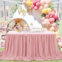 CZ Dusty Rose - Falda de mesa de 6 pies para mesas rectangulares o mesas redondas mantel transparente para bebé cumpleaños princesa fiesta boda decoración de mesa 8764 - 6182 m - Ver 2