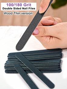 100/180目黑色指甲锉砂纸，直型指甲修甲砂纸条，高品质不掉屑指甲修甲砂纸条 - 黑色 - 查看 1