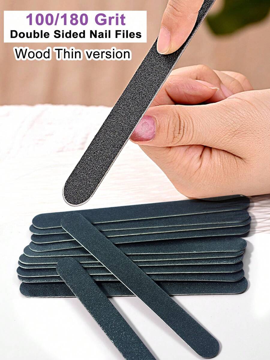 100/180目黑色指甲锉砂纸，直型指甲修甲砂纸条，高品质不掉屑指甲修甲砂纸条 - 黑色 - 查看 1