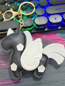 1pc Rainbow Cute Unicorn Handmade Leather Keychain - Pony Bag Charm, BFF Small Gift & Key Ring Accessory