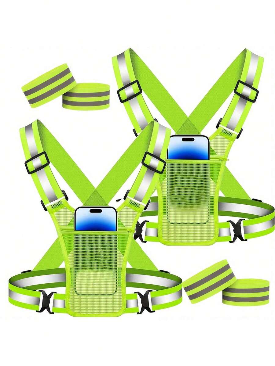 Sports Reflective Vest High Visibility Safety Jacket Suitable For Night Cycling Running Jogging Riding Motorcycle Outdoor Sports Vest With Adjustable Waist / Shoulder - Multicolor - View 1