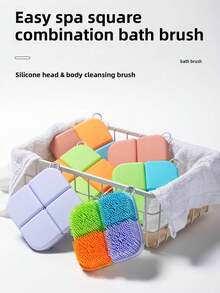 1pc (Random Color) Shampoo Brush Massage Hair Washing Tool, Scalp Massager Comb, Hair Cleaning Brush, Square Bathroom Shower Scrub Brush, Silicone Head Massage Scrubber