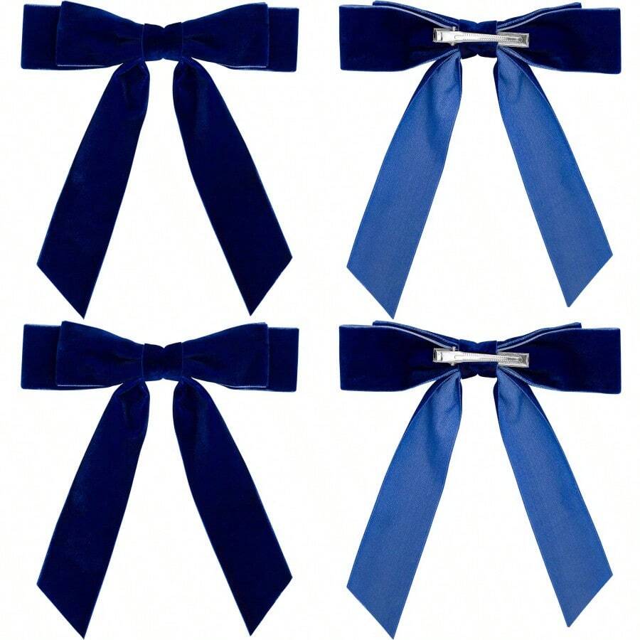 PZW-moños para cabello niña martina de terciopelo color azul rey.3928 - Azul Rey - Ver 1