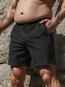 2 Stücke Herren Lässig Einfarbige Sport Shorts in Große Größen, geeignet für Männer bis zu 200 Pfund, mit Reißverschlusstaschen und Kordelzug, leicht und schnelltrocknend, ideal für Outdoor-Aktivitäten, Fitness, Laufen, Wandern