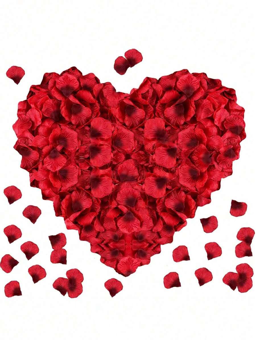2000pcs Artificial Silk Rose Petals Decor, Red Rose Petals, Suitable For Wedding Decoration, Valentine's Day Decor, Gift Box Filler, Proposal, Room Aisle Decor, Holiday Decoration