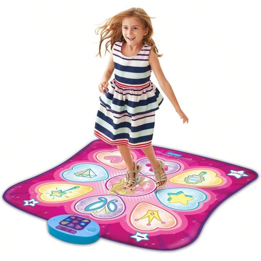 Dance Mat Electronic Educational Toys For Age 3-12 Musical Dancing Challenge Pad Game With LED Lights Built In Music Birthday Party Toys For Girls Boys Families Pink - Pink - View 1