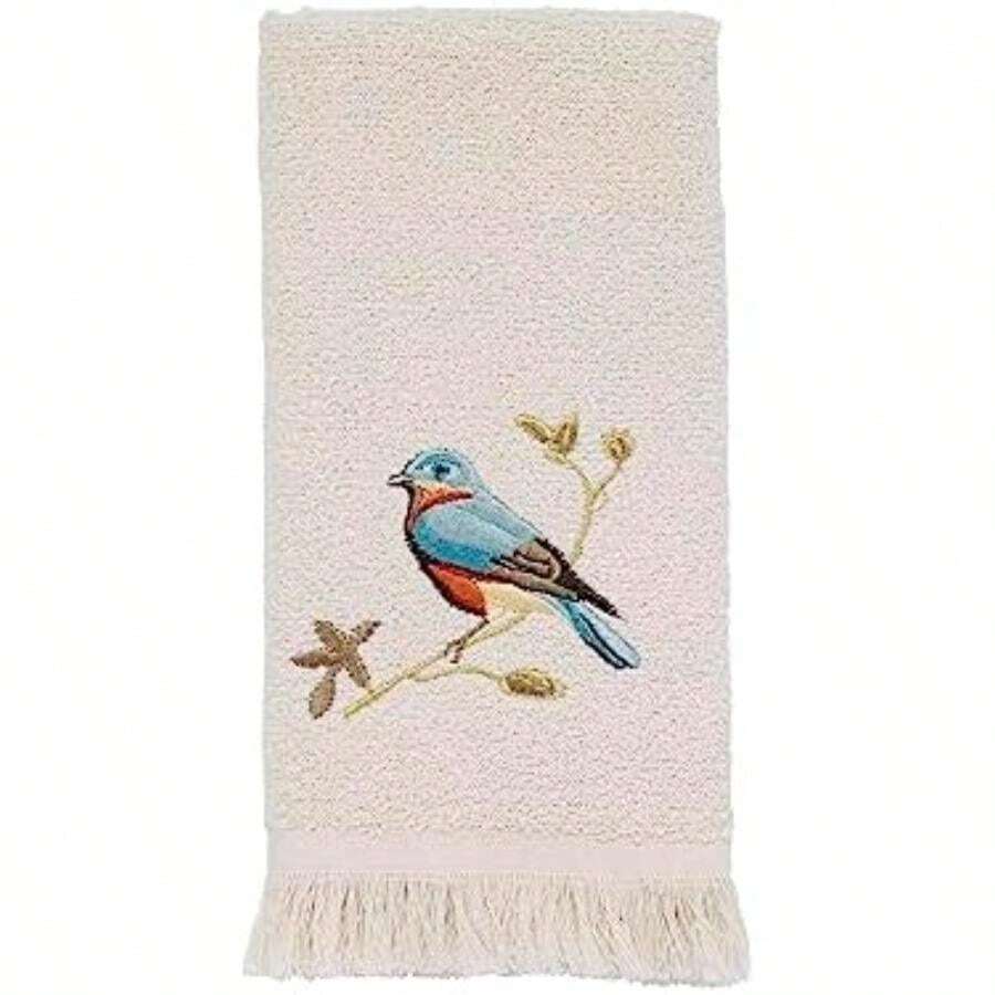 Avanti Linens - Toalla de Mano, algodón Suave y Absorbente, decoración de baño Natural (colección de pájaros Dorados), Marfil(Fingertip Towel) - Multicolor - Ver 1