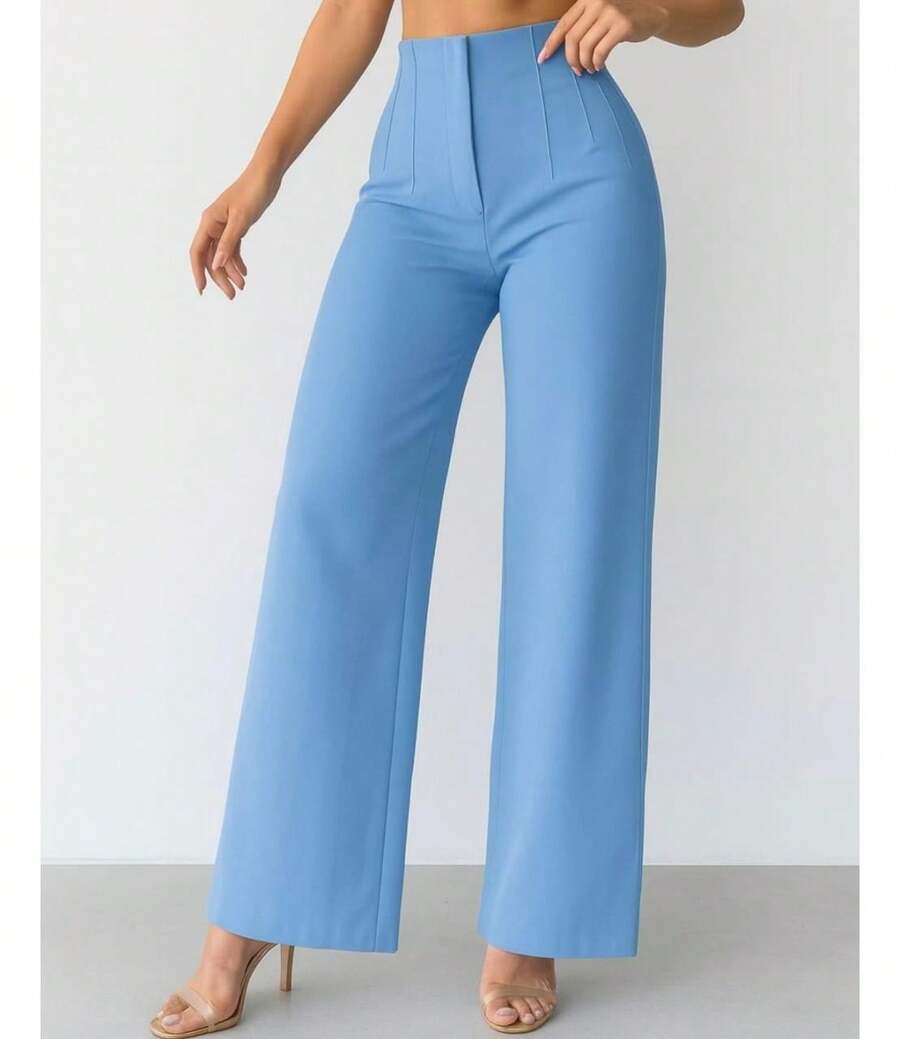 Pantalón de Vestir con Pinzas en cintura (ACAMPANADO) - Celeste - Ver 1