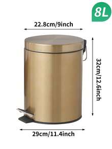 3L Stainless Steel Pedal Trash Can, Copper Metal Finish | Fingerprint Proof | Matte Surface | Small Bathroom Garbage Can With Built-In Storage Rack