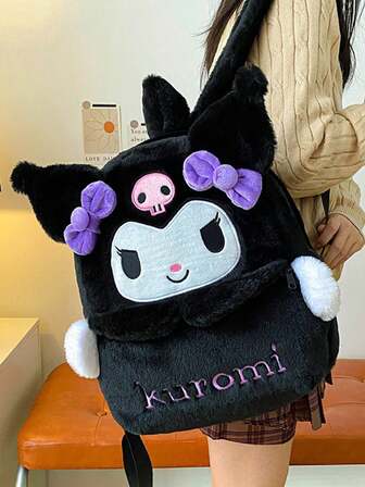  1 PC Sanrio Large Capacity Plush Backpack | Double Shoulder Bag For Daily Use & Gifting, Mixed Colors, Ideal For Halloween & Christmas Gifts, Cute Backpack For Hello Kitty, My Melody & Kuromi