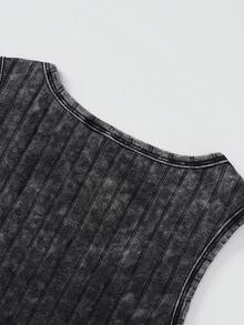 Men's Casual Washed Black Tank Top, Sporty Style, Suitable For Daily Wear, Vintage Fabric Texture, Great Gift For Boyfriend - Black - View 7