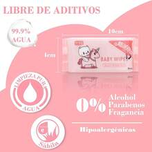 Toallitas Húmedas para Bebé, Antibacteriales, Hipoalergénicas, Sin Alcohol, Sin Parabenos, Textura Acolchonadita, Fresco Aroma, 30 Toallitas por Paquete (Osito) - Unicornio - Ver 4