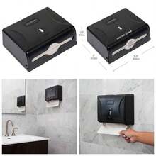 Paper Towel Dispenser, Tri - Fold Towel Holder, Restroom, Wall Mount, Bathroom, 10.25 inch Lx 3.75 inchx 8 inch H, Black - Black + 1-Piece + Dispensador - Ver 1