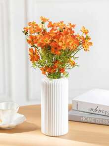 1pc Ceramic Look Plastic Composite Vase, Unbreakable Vase, 8.2 Inch Tall Plastic Vase, Simple Desktop Vase, Dry Flower Vase, Bohemian Style, Suitable For Bedroom Decor, Balcony Decor, Home Decor, Wedding Decor, Party Decor, Christmas Gift, Christmas Decor, Easter Gift, Gift For Her - White - View 3
