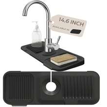 2025 New Kitchen Sink Splash Cover, Kitchen Sink Splash Cover Behind Faucet, Sink Drain Pad, Splash Pad Kitchen Sink Area Faucet Drain Pad - Black - View 9