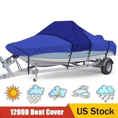 Heavy Duty 1200D Waterproof Boat Cover 20ft - 22ft Center Console Boat Cover With Storage Bag