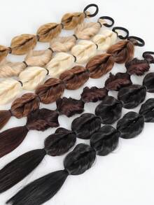2条20英寸长辫子马尾假发，泡泡辫合成自然染色扭辫扎辫子脏辫双灯笼马尾 - 彩色 - 查看 6