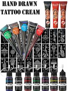 yikexuanli 3/5/7pcs Henna Temporary Tattoo Gel Kit, Tattoo Set (Excluding Needles), Includes Temporary Tattoo Stencils. Available In Multiple Colors, Customizable. Suitable For Temporary Tattoos, Mehndi, Semi-Permanent Henna Tattoos, Waterproof Temporary Tattoos, And Body Art/Tattoo Designs.