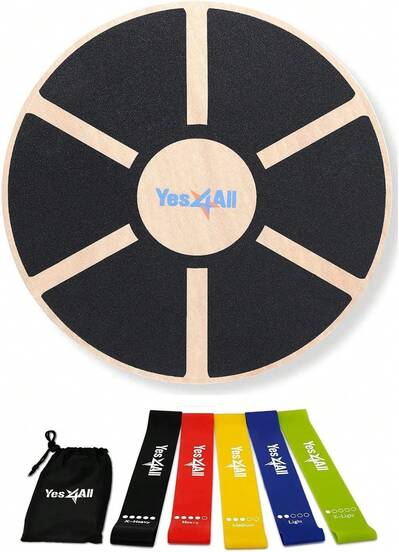 Yes4All Wooden Wobble Balance Board - Round Stability Board For Home Gyms, Standing Desk, Core Training, Exercise And Balance Stability Trainer