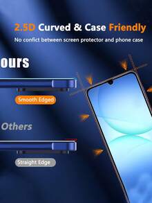 2片装钢化玻璃隐私屏幕保护膜，兼容三星Galaxy A17 5G/A16/A15/A14/A13/A55/A54/A53/A50S，9H硬度，防刮花，兼容手机壳，安装简便 - 黑色 - 查看 5