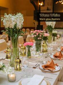 1/4/10pcs Mini Vintage Lantern Shaped Decorative Lights, Battery Operated, Indoor Tabletop Decor Nightlight, Mini Fairy Lights, Suitable For Holidays, Parties, Home Decor, Christmas Tree Decoration, Bedroom Decor - Yellow - View 7