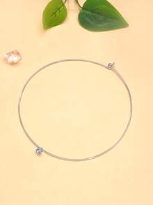 1件新款方形领项链，时尚水钻吊坠项链，优雅女士颈链 - 幾何 - 查看 4
