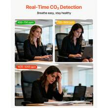 Carbon Dioxide Monitor, CO2 Controller With Temperature And Humidity Display, 15ft NDIR Sensor Cable CO2 Sensor, Carbon Dioxide Detector For Bedside, Home, Office, Car, Lightweight & Portable - Desktop Version: No Mini-program - View 5