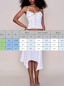 2026 Womens Chic Halter Neck Corset Top, Button Closure With Bow Accent, Casual Daily Outfit, Tops For Women - 紅色 - 查看 4
