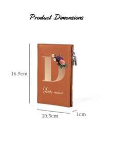 Custom Designed Premium Minimalist Document Bag, Custom Designed Passport Holder With Anti-Theft Passport Cover, Customizable Wallet, Customizable Letter Name, Personalized Name Faux Leather Card Holder, Business Style, Artistic Letter Design, Fashion Accessory - Multicolor - View 6