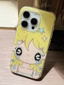 1pc1pc Cute Cartoon Big Eye Pattern Personalized Phone Case, Fashionable Lolita Style Protective Cover, Suitable For IPhone17/IPhone17 ProMax/IPhone16 Pro Max/IPhone15 Pro/IPhone14/IPhone13/11/11, Suitable As Christmas Gift For Family/Friends/Sisters/Girlfriend - 黃色 - 查看 4