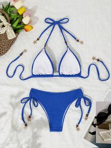 Women's Bikini, Beachwear, Plus Size Women's Beach Swimsuits, Vacation, Beach, Party, Sophisticated, Pool, LARA VIVA - 薄荷藍 - 查看 4