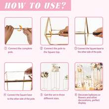 3 pièces Socle cylindrique, support cylindrique en métal doré carré pour fleurs de fête, socle d'exposition, table cylindrique, décoration de fête d'anniversaire pour vase - Multicolore - Voir 11