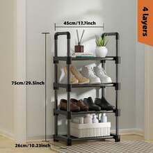 1pc Simple Multi-Tier Shoe Rack With Dust-Proof Storage Shelf, Space-Saving Organizer For Entryway, Bedroom, Dorm, Office, Under Desk, Sturdy Metal Frame, Multifunctional Shelving Unit Perfect For Home Organization And Footwear Display - Multicolor - View 1