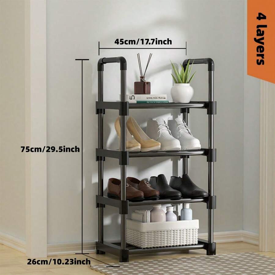 1pc Simple Multi-Tier Shoe Rack With Dust-Proof Storage Shelf, Space-Saving Organizer For Entryway, Bedroom, Dorm, Office, Under Desk, Sturdy Metal Frame, Multifunctional Shelving Unit Perfect For Home Organization And Footwear Display - Multicolor - View 1
