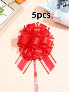 1/4/5er Pack Ziehschleifen-Set 6 Zoll Kordelzug Pompon-Schleife 7 Farben Rot Blau Lila Grün Rosa Gold Weiß Einfach zu ziehende Schleife Geschenkverpackung Akzent Blumenarrangement Partydekoration Heimdekoration - Mehrfarbig - Übersicht 16