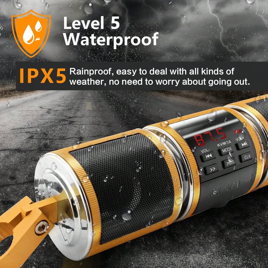 摩托车及汽车无线车把扬声器 - 内置MP3播放器、AUX/USB/TF输入和FM收音机 | 汽车电子产品