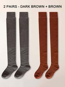 1/2/3/4/5双装女士保暖过膝袜，加厚保暖大腿袜，及膝袜，舒适秋冬家居袜