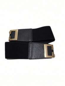 1条弹力腰带，时尚配饰，百搭设计，可搭配连衣裙和外套，黑色